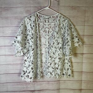 House of Harlow 1960‎ White Open Front Star Lace Cardigan One Size